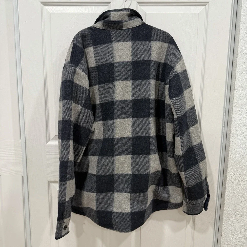 Banana Republic Mens Shirt Jacket Heritage‎ Blue White Plaid Polyester Size XL